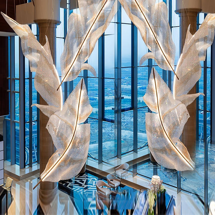Zeshaen Chandelier en Verre Feuilles Tombantes Créatives - Neutralighting