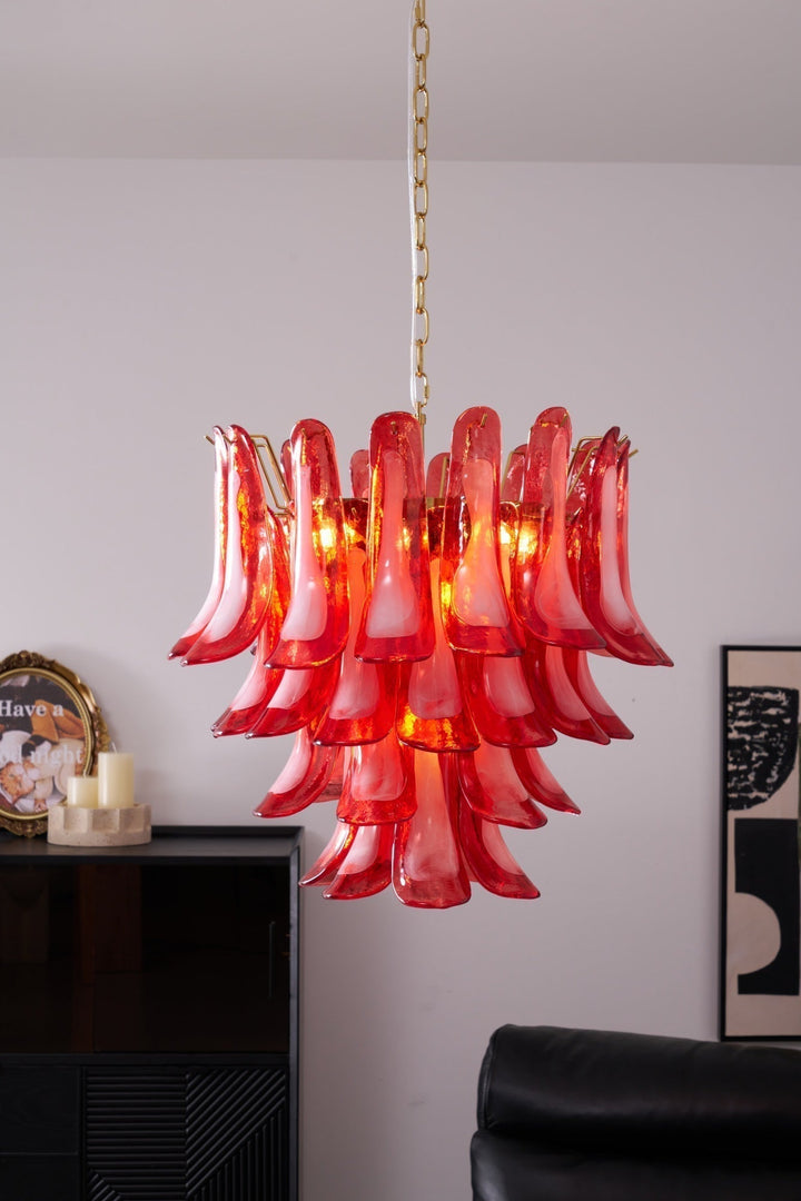 Aurora Lustre Rouge Pétale Verre Superposé Artistique - Neutralighting