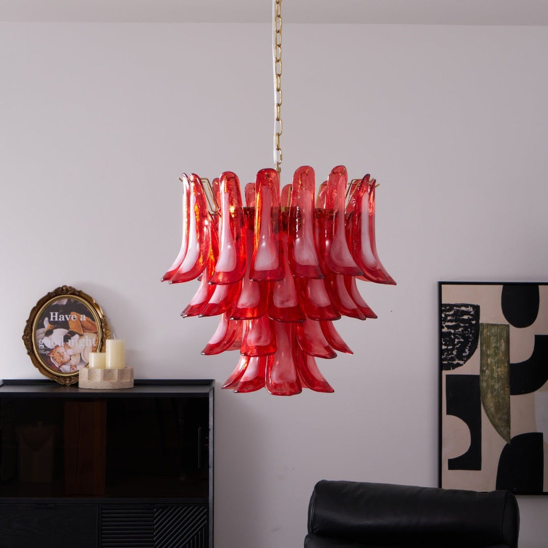 Aurora Lustre Rouge Pétale Verre Superposé Artistique - Neutralighting