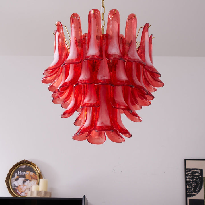 Aurora Lustre Rouge Pétale Verre Superposé Artistique - Neutralighting