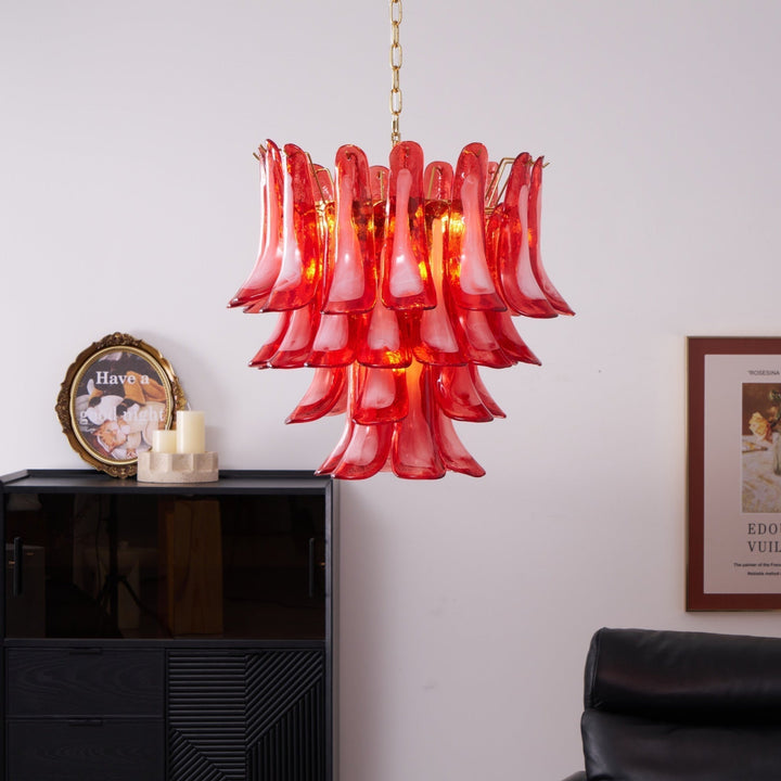 Aurora Lustre Rouge Pétale Verre Superposé Artistique - Neutralighting