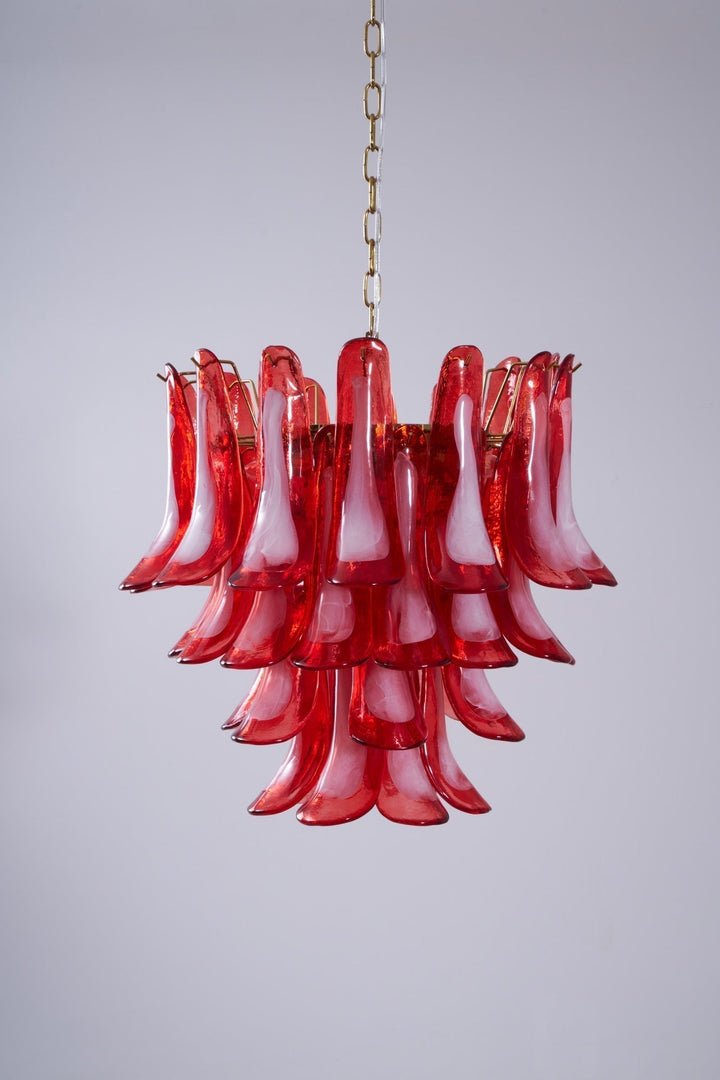 Aurora Lustre Rouge Pétale Verre Superposé Artistique - Neutralighting