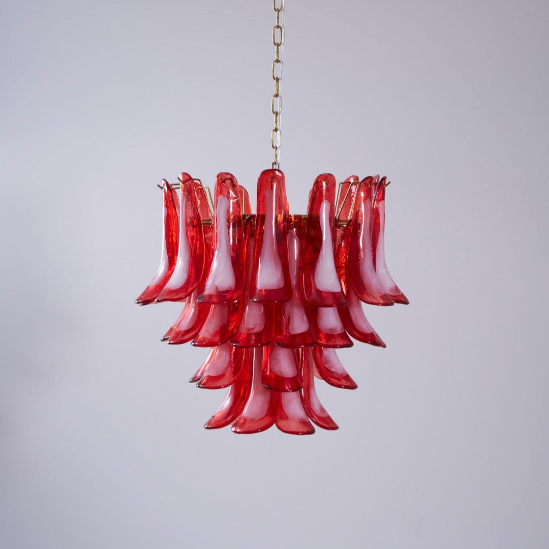 Aurora Lustre Rouge Pétale Verre Superposé Artistique - Neutralighting
