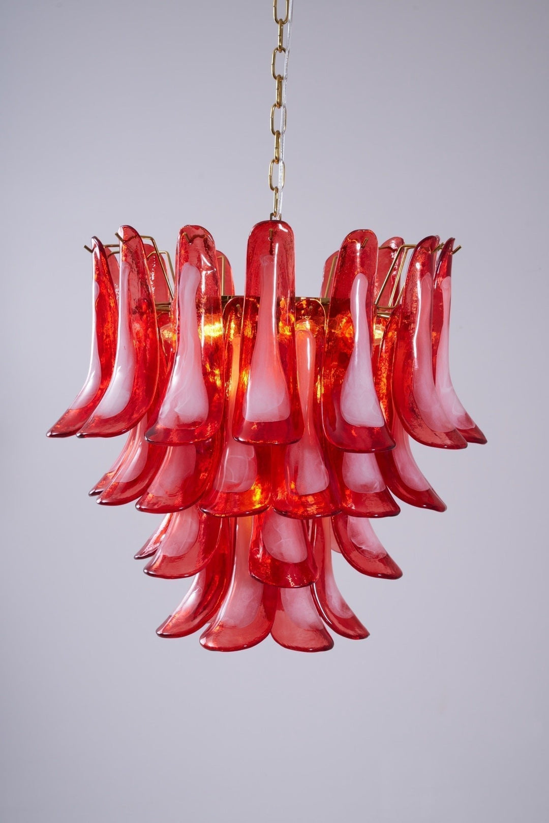 Aurora Lustre Rouge Pétale Verre Superposé Artistique - Neutralighting