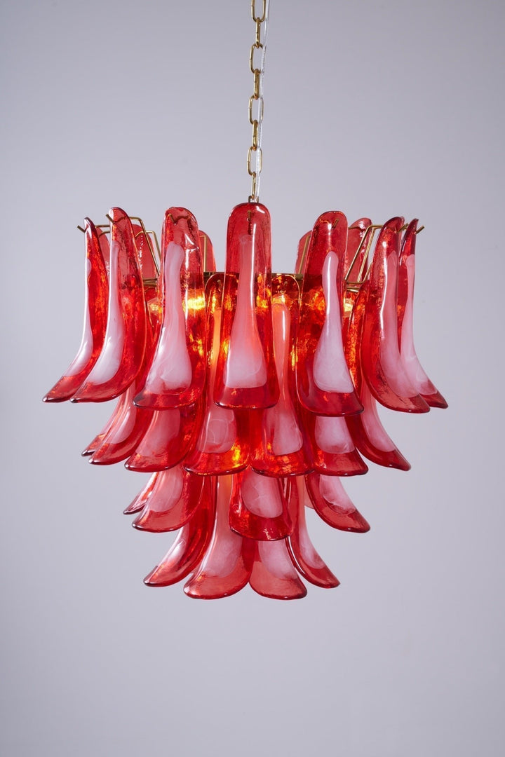 Aurora Lustre Rouge Pétale Verre Superposé Artistique - Neutralighting