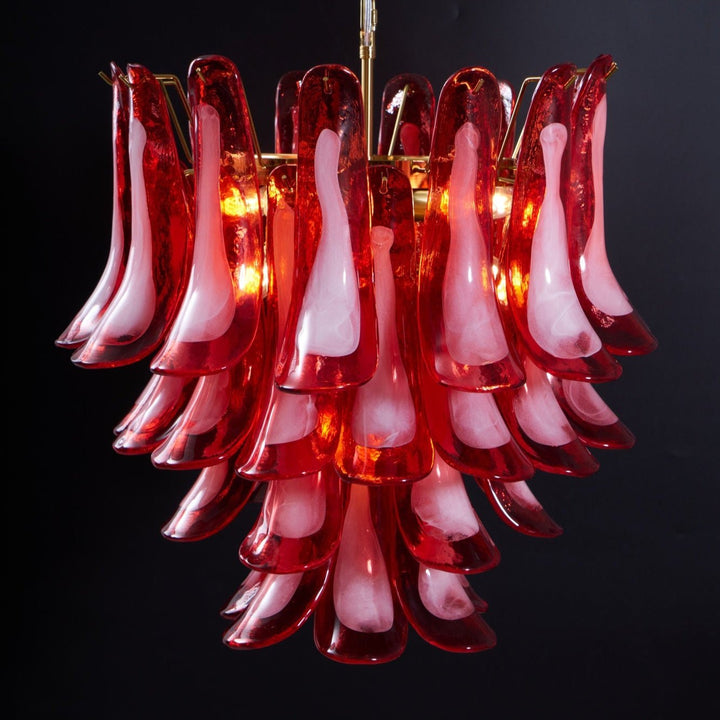 Aurora Lustre Rouge Pétale Verre Superposé Artistique - Neutralighting