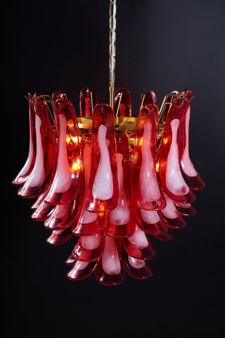 Aurora Lustre Rouge Pétale Verre Superposé Artistique - Neutralighting