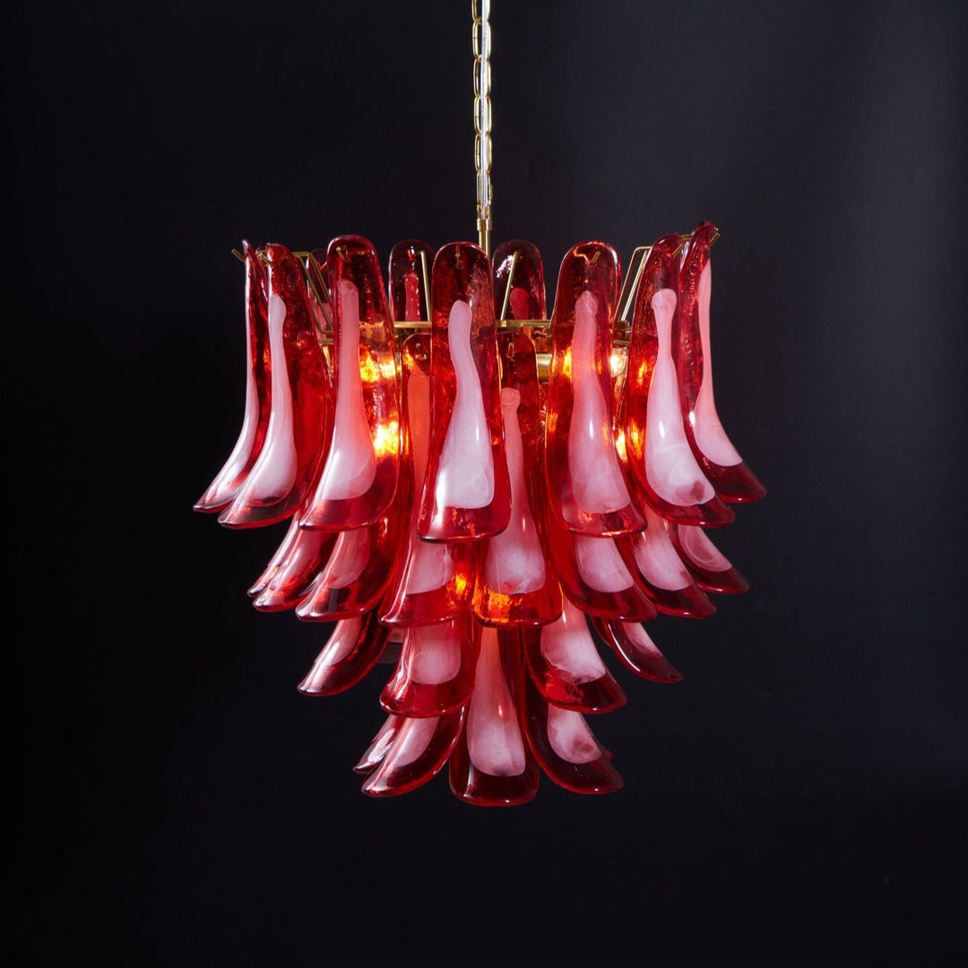 Aurora Lustre Rouge Pétale Verre Superposé Artistique - Neutralighting