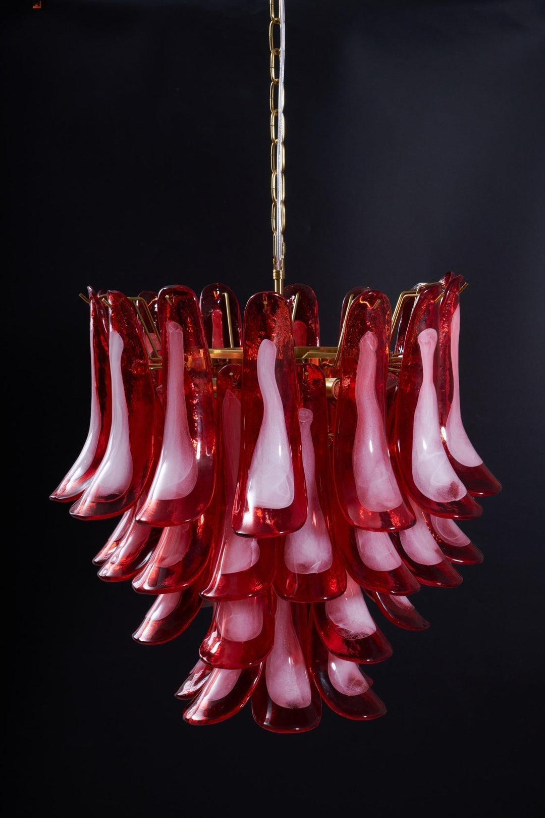 Aurora Lustre Rouge Pétale Verre Superposé Artistique - Neutralighting