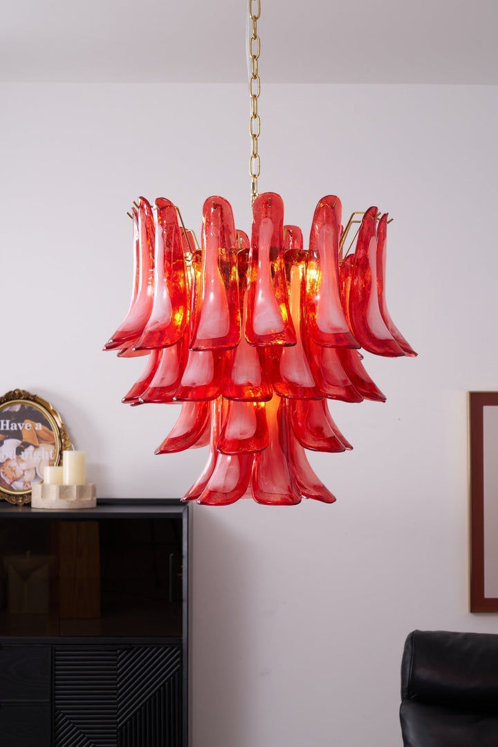 Aurora Lustre Rouge Pétale Verre Superposé Artistique - Neutralighting