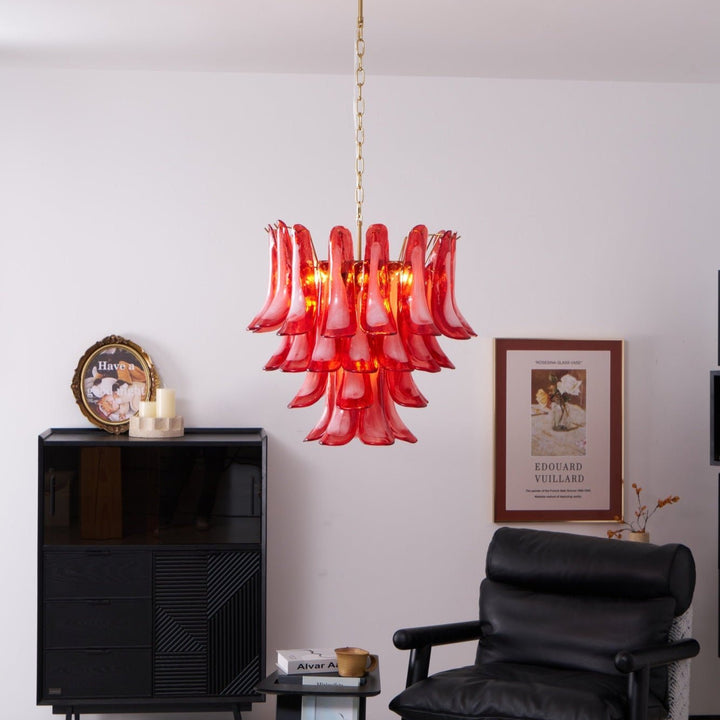 Aurora Lustre Rouge Pétale Verre Superposé Artistique - Neutralighting