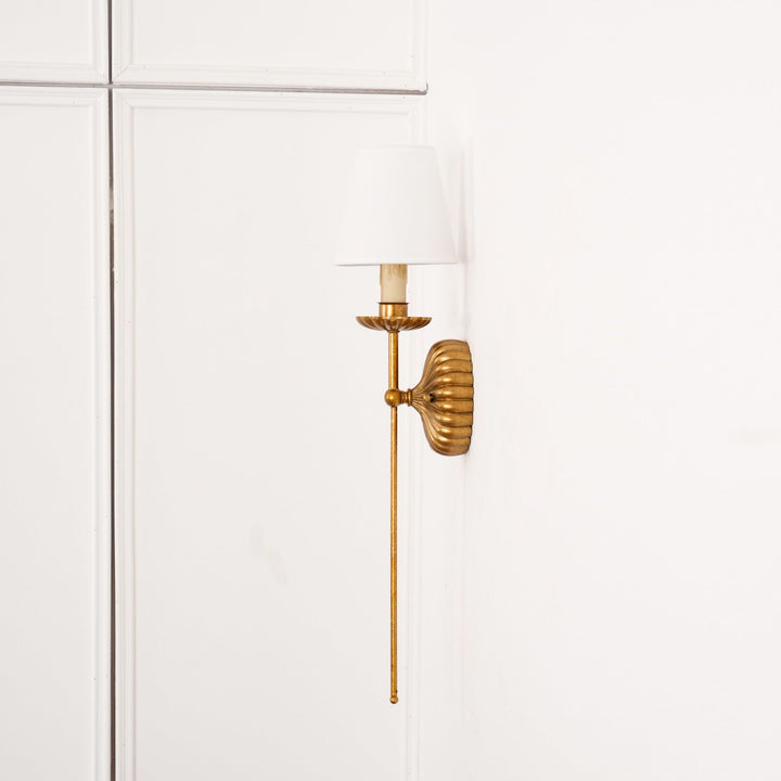 Axiom Applique Murale en Métal Doré Antique et Tissu Industriel Vintage - Neutralighting