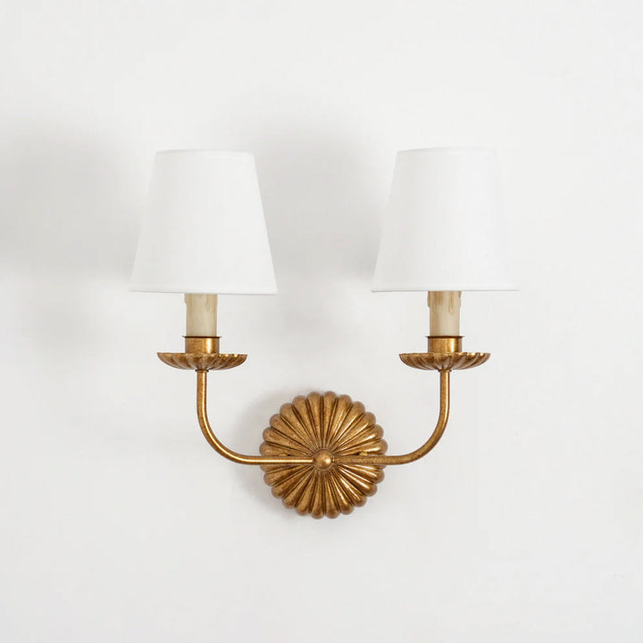Axiom Applique Murale en Métal Doré Antique et Tissu Industriel Vintage - Neutralighting