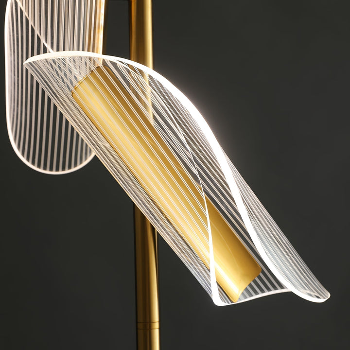 Mira Lampadaire Vague Moderne, Métal/Acrylique, Doré/Blanc, Salon - Neutralighting