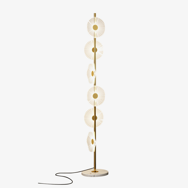 Arisha Lampadaire Rond Moderne, Métal/Acrylique, Blanc/Doré, Salon - Neutralighting