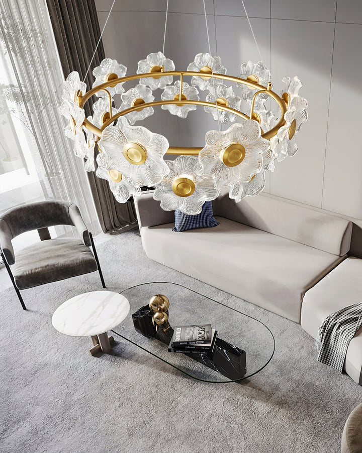 Cemirel Unique Fleur Laiton Verre Lustre - Neutralighting