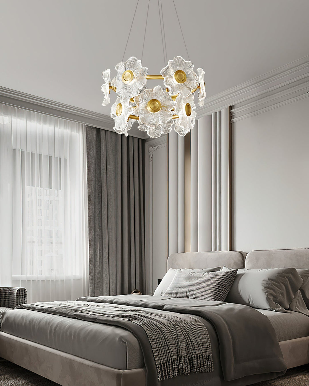 Cemirel Unique Fleur Laiton Verre Lustre - Neutralighting