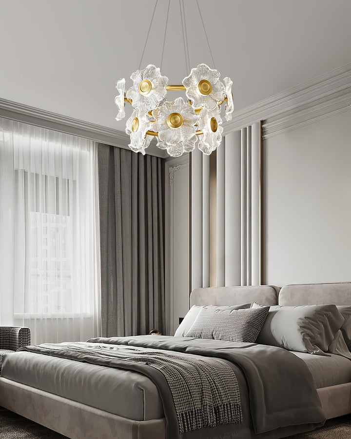 Cemirel Unique Fleur Laiton Verre Lustre - Neutralighting