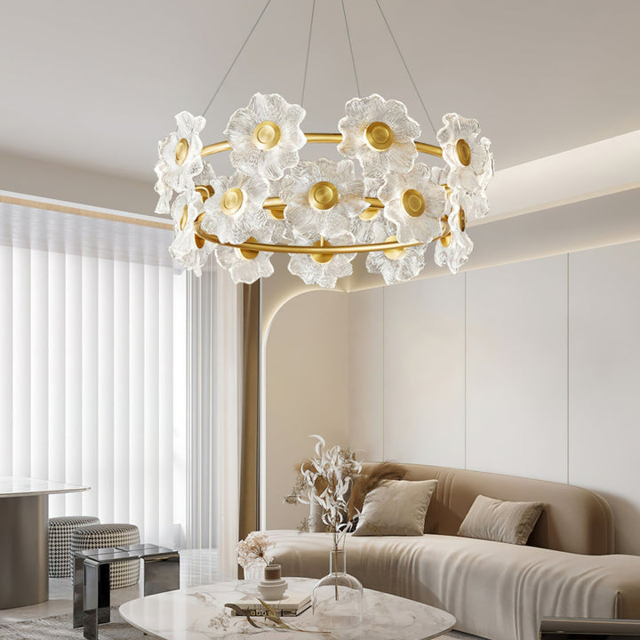 Cemirel Unique Fleur Laiton Verre Lustre - Neutralighting