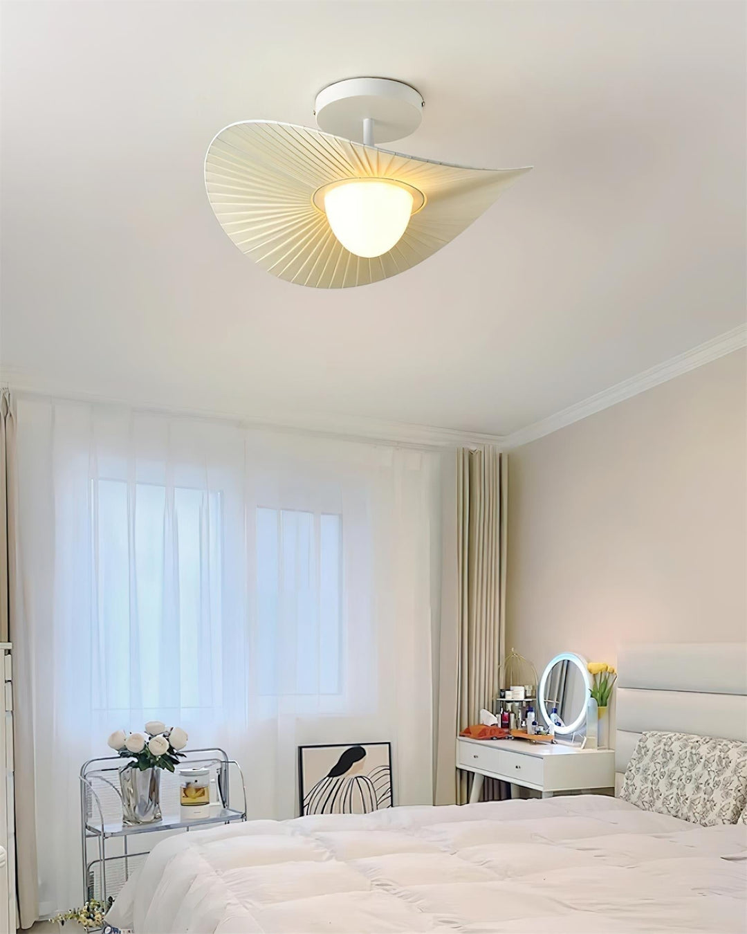 Florina Lumière de Plafond en Tissu à Rayures en Forme de Ventilateur Minimaliste - Neutralighting