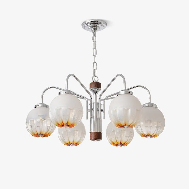Ulliria Chandelier Art Nordique Fleur En Noyer Et Verre - Neutralighting