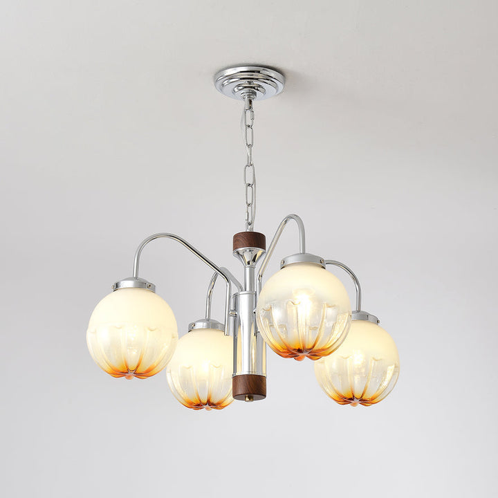 Ulliria Chandelier Art Nordique Fleur En Noyer Et Verre - Neutralighting