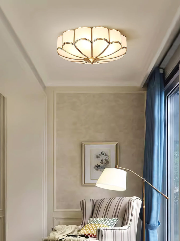 Lustra Plafonnier Forme de Fleur en Verre Laiton - Neutralighting