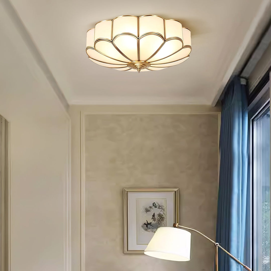 Lustra Plafonnier Forme de Fleur en Verre Laiton - Neutralighting