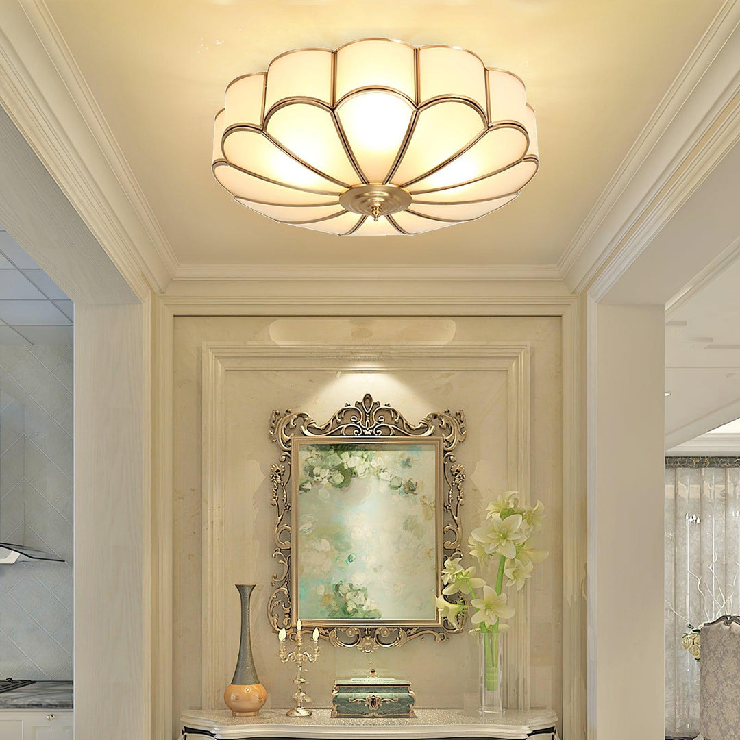 Lustra Plafonnier Forme de Fleur en Verre Laiton - Neutralighting