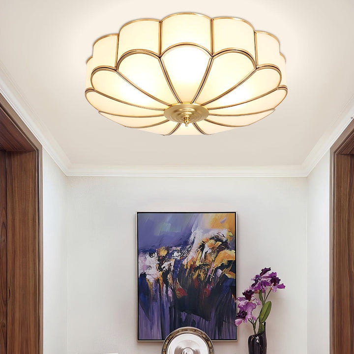 Lustra Plafonnier Forme de Fleur en Verre Laiton - Neutralighting