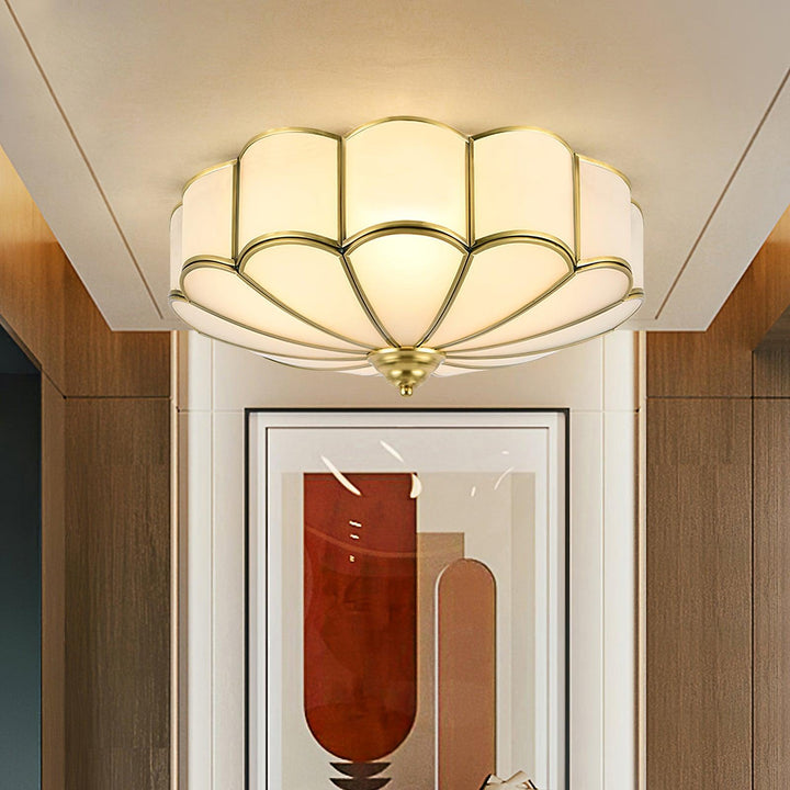 Lustra Plafonnier Forme de Fleur en Verre Laiton - Neutralighting