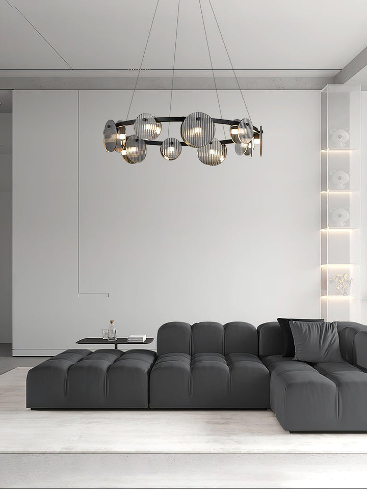 Lustra Chandelier en Verre Fumé et Noir - Neutralighting