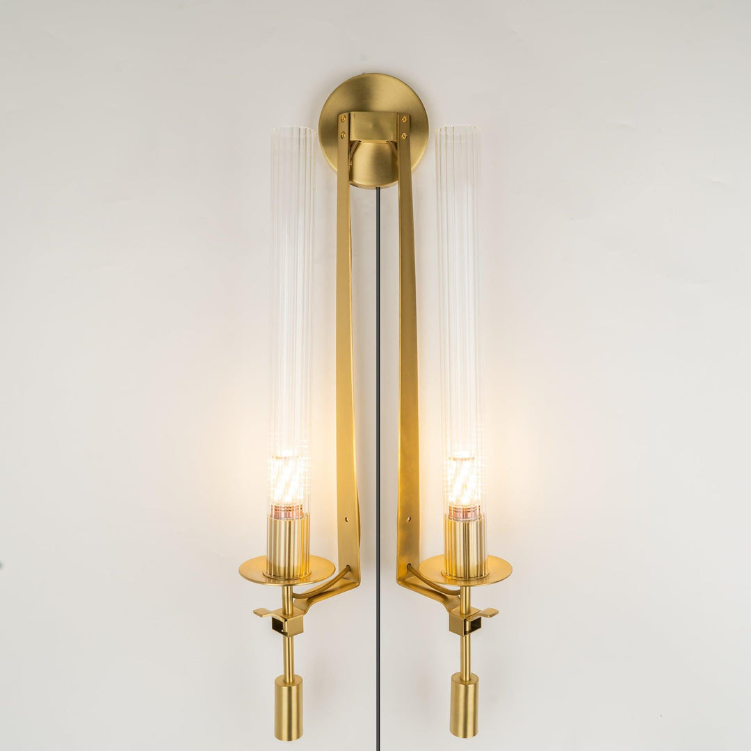 Ceshaisra French Classicism Plug-in Brass Glass Wall Lamp - Neutralighting
