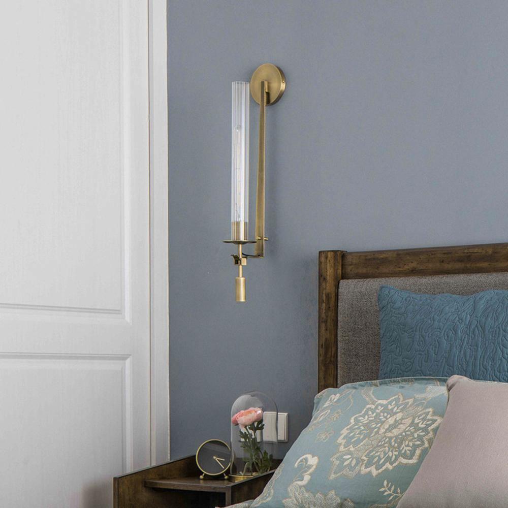 Ceshaisra French Classicism Plug-in Brass Glass Wall Lamp - Neutralighting