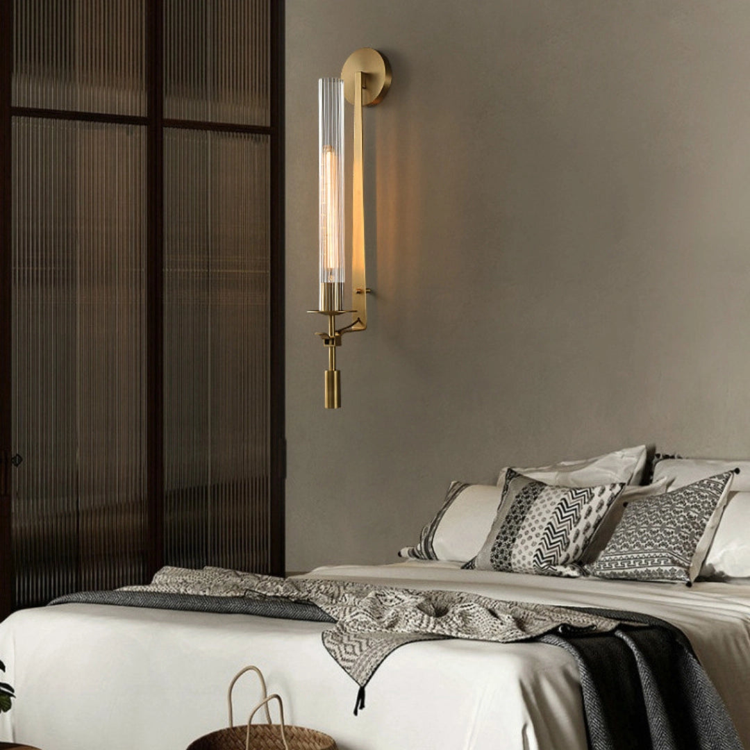 Ceshaisra French Classicism Plug-in Brass Glass Wall Lamp - Neutralighting