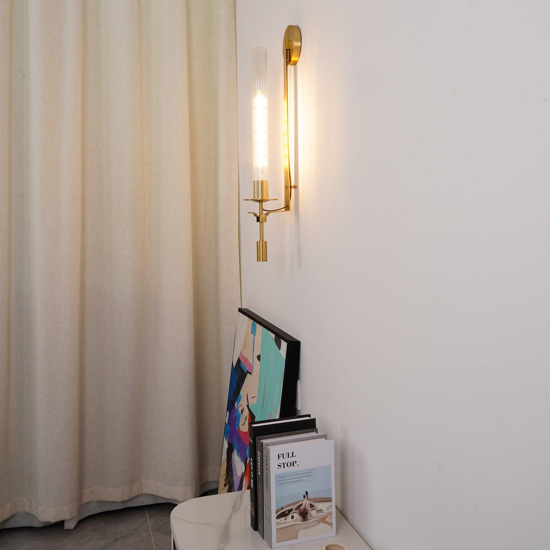 Ceshaisra French Classicism Plug-in Brass Glass Wall Lamp - Neutralighting