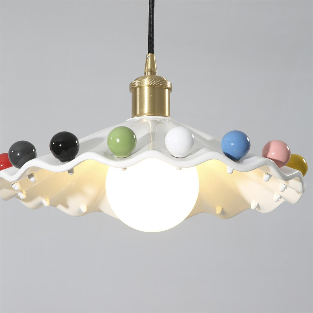 Pixen Suspension Avec Abat-Jour Céramique Ondulé - Neutralighting