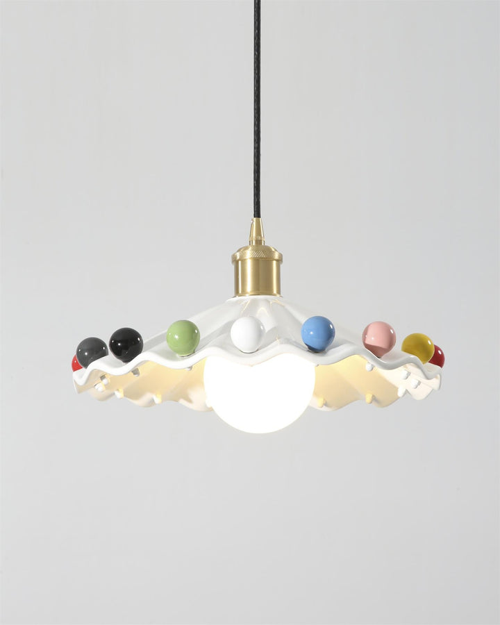 Pixen Suspension Avec Abat-Jour Céramique Ondulé - Neutralighting