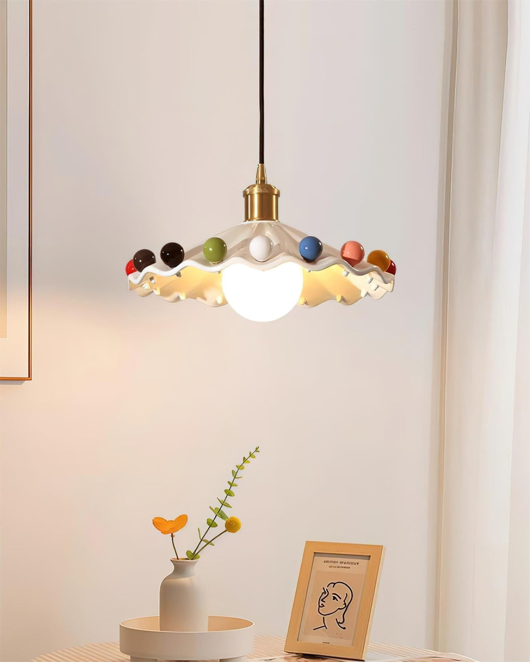 Pixen Suspension Avec Abat-Jour Céramique Ondulé - Neutralighting