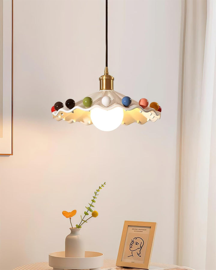 Pixen Suspension Avec Abat-Jour Céramique Ondulé - Neutralighting