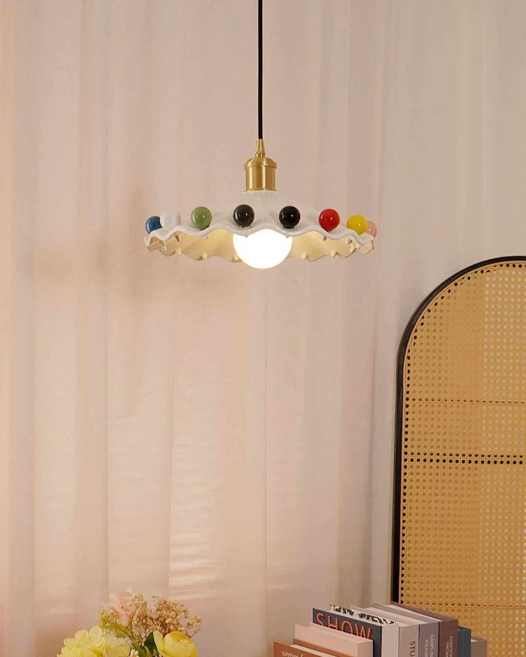 Pixen Suspension Avec Abat-Jour Céramique Ondulé - Neutralighting