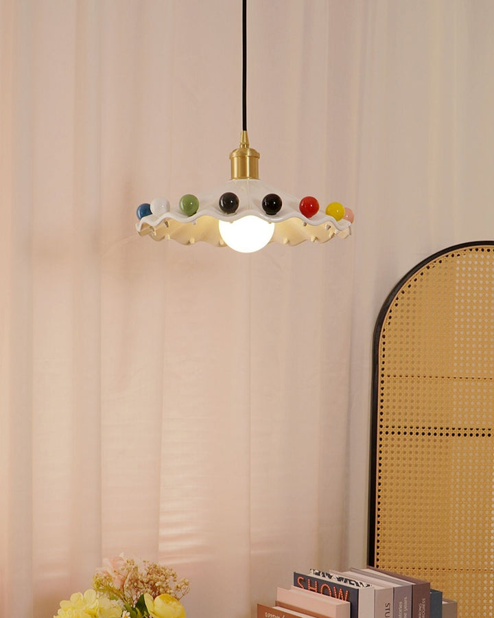 Pixen Suspension Avec Abat-Jour Céramique Ondulé - Neutralighting