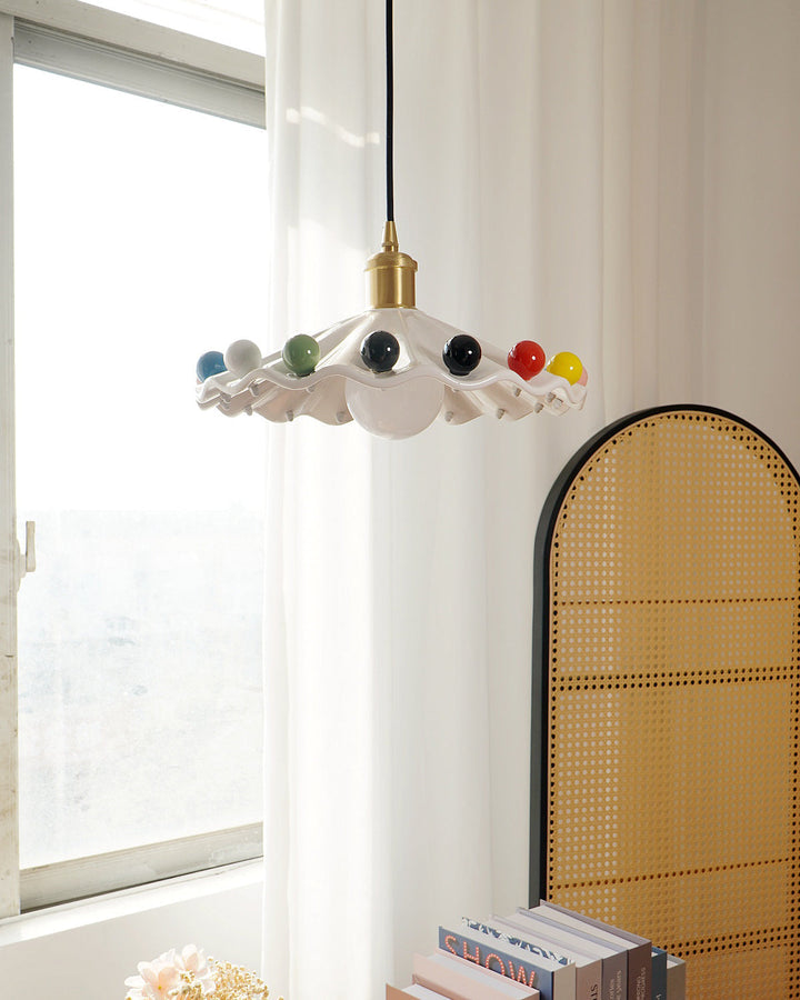 Pixen Suspension Avec Abat-Jour Céramique Ondulé - Neutralighting