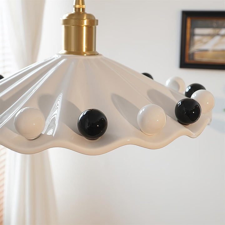 Pixen Suspension Avec Abat-Jour Céramique Ondulé - Neutralighting