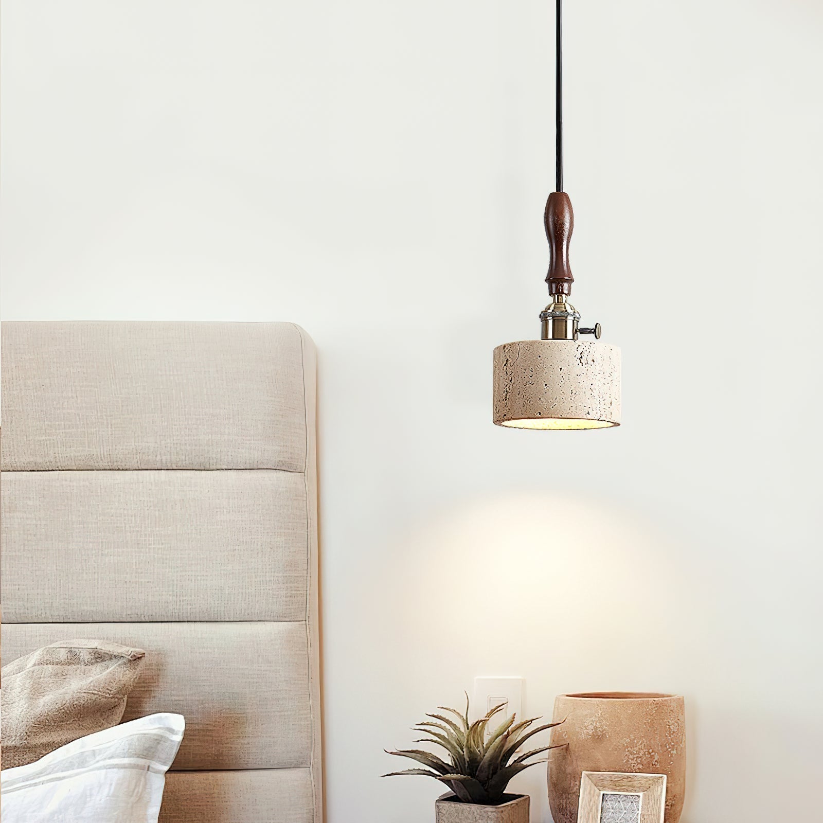 Sycaran Suspension Noyer Travertin Moderne - Neutralighting