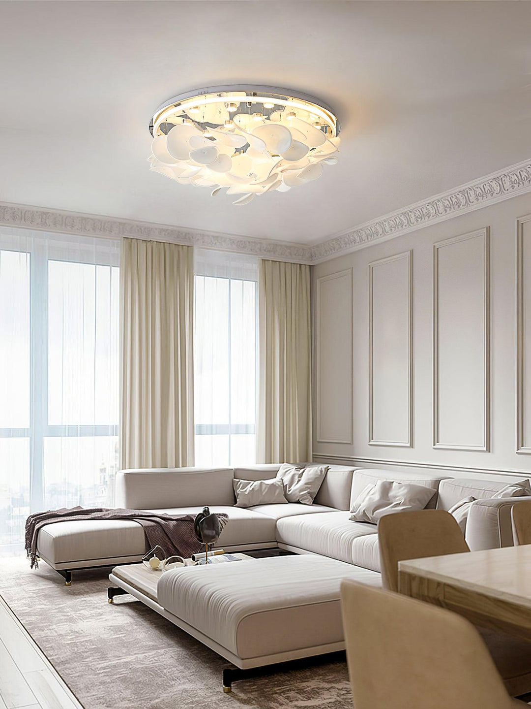 Lustra Lampe de plafond florale française en pétales pour maisons modernes - Neutralighting