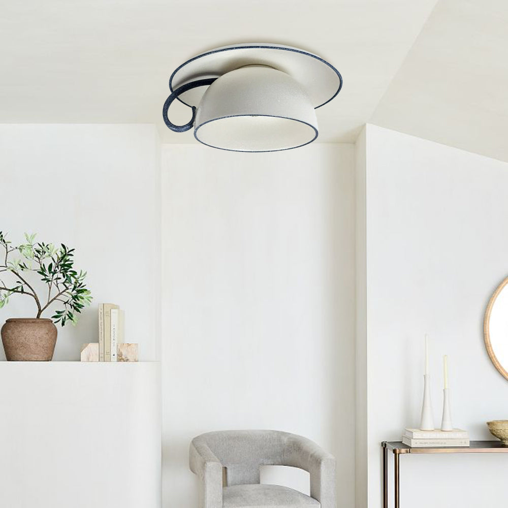 Arisha Moderne Glacage Tasse Céramique Plafonnier Chambre à Coucher - Neutralighting