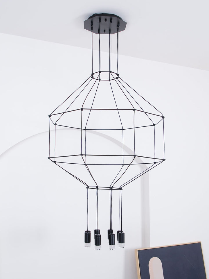 Lustra Lampe Pendante Géométrique en Fil Noir LED - Neutralighting