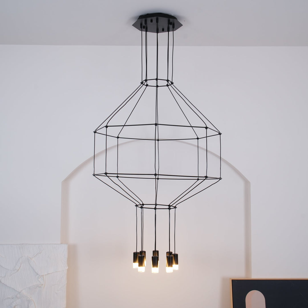 Lustra Lampe Pendante Géométrique en Fil Noir LED - Neutralighting