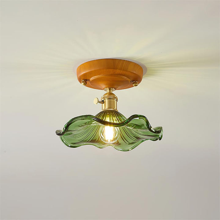 Aura Plafonnier Vintage Abat-jour Verre Laiton - Neutralighting
